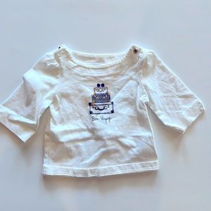 Janie and Jack 3/4 sleeve Bon voyage t shirt.  6-12 mo.